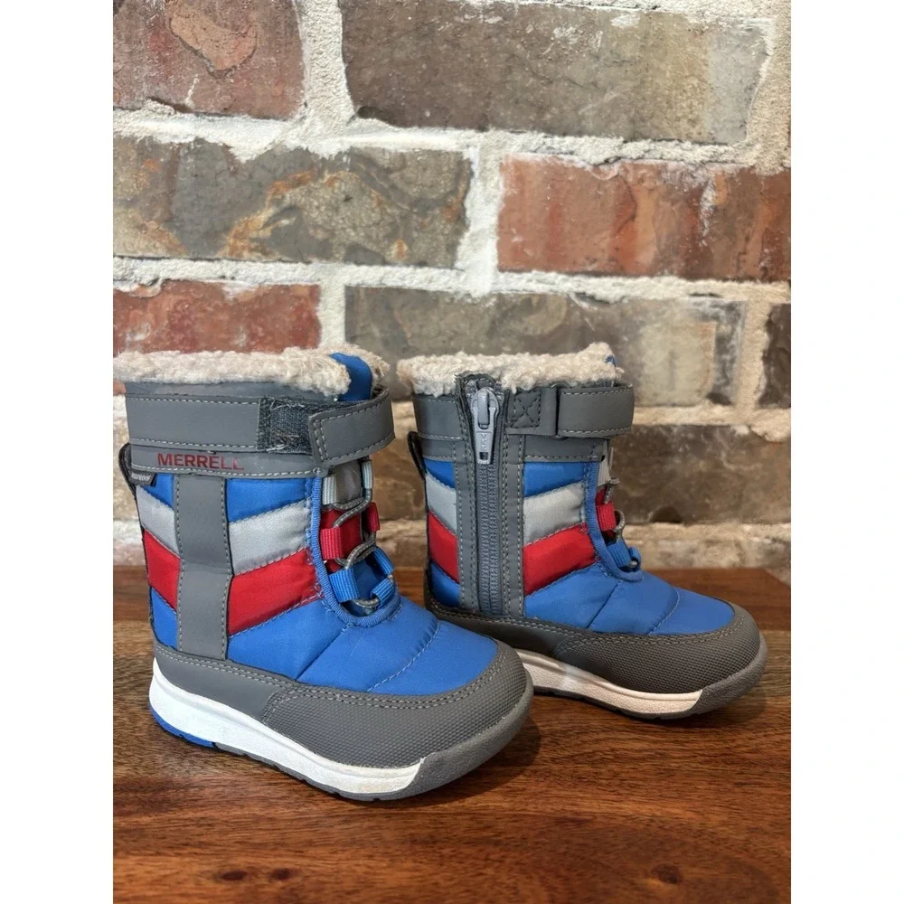 Merrell Select Grip M Alpine Puffer Water Proof Youth Snow Boots Size 5M‎ Blue